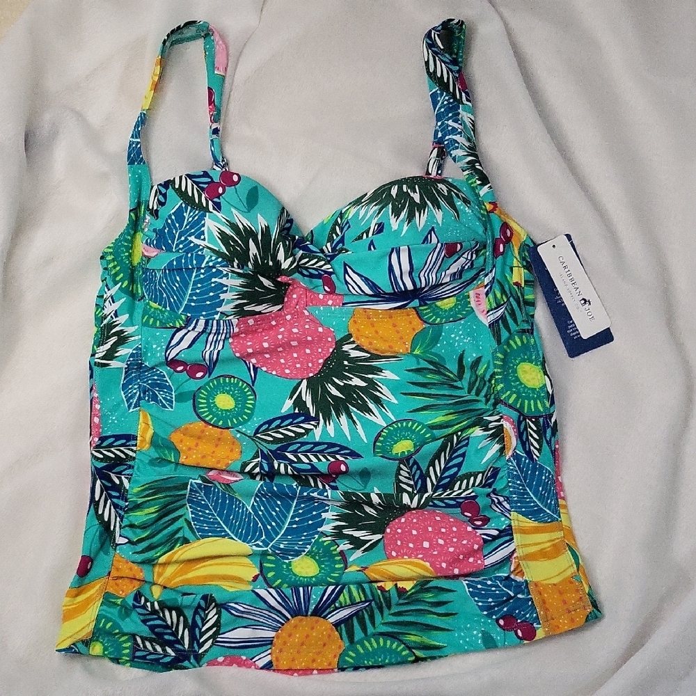 Caribbean Joe  Swim Top Size 10 New With Tags